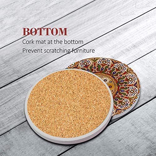 Britimes Coasters for Drinks, Set of 6, Ceramic Stone, Mandala Africa - color: Mandala 1
