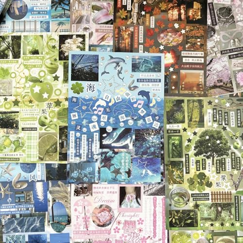 Japanese Stickers for Journaling Supplies, Nature Japanese Stickers Book - color: Rain