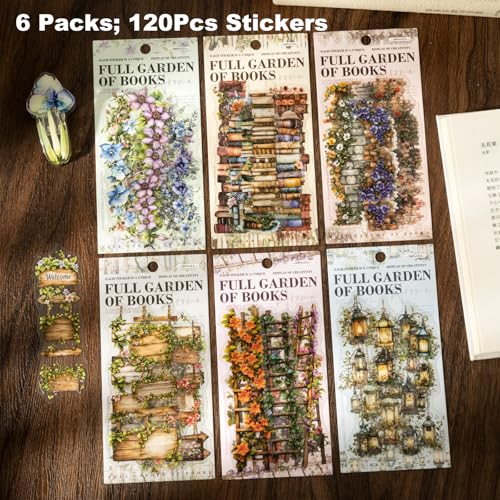 120 Pcs Floral Garden Stickers for Scrapbooking and Journaling - color: Literary Garden