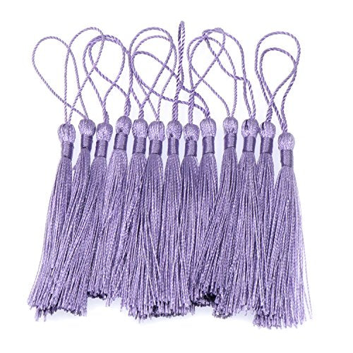 VAPKER 100 Pieces Purple Silky Handmade Soft Tassels 13cm/5-Inch With 2-Inch Cord Loop for Jewelry Making, DIY Projects, Bookmarks - color: F:purple