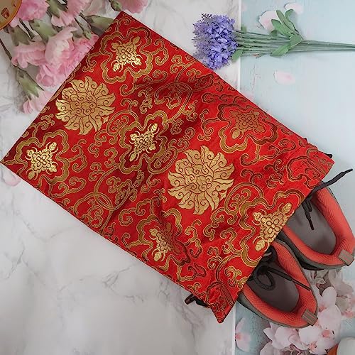 Ouyatoyu 3pcs Embroidered Silk Flower Design Jacquard Travel Bags - Laundry, Shoe, Lingerie & Underwear Storage for Men & Women - Washable Cloth Shoe Bags - color: pattern 2