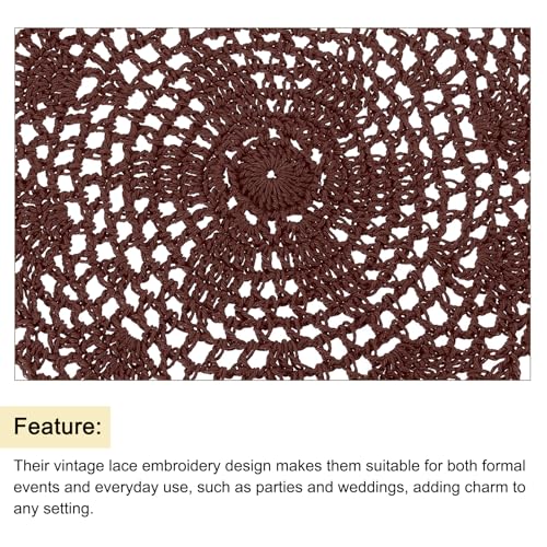 uxcell Lace Doilies, 4pcs 8" - Cotton Woven Round Crochet Coaster, Floral Design Fabric Handmade Placemat for Drink Wedding Party Decoration (Dark Chocolate) - color: Dark Chocolate