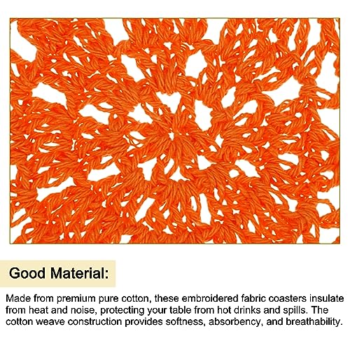 uxcell Fabric Coasters, 8pcs 4" with Floral Pattern Orange - color: Orange