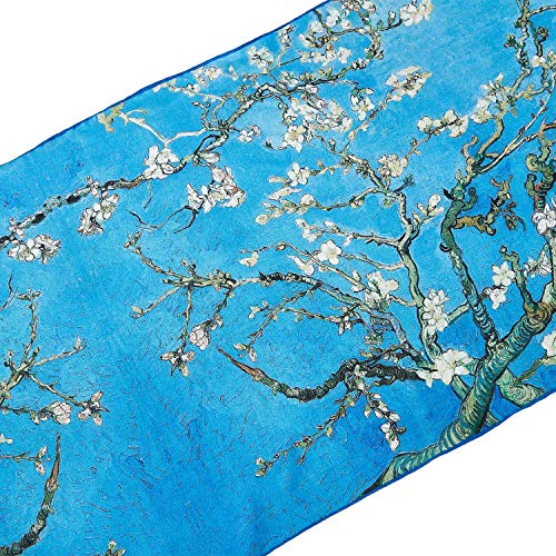 JWSilk Long Charmeuse Silk Scarf Classic Art Print - color: Almond Blossom