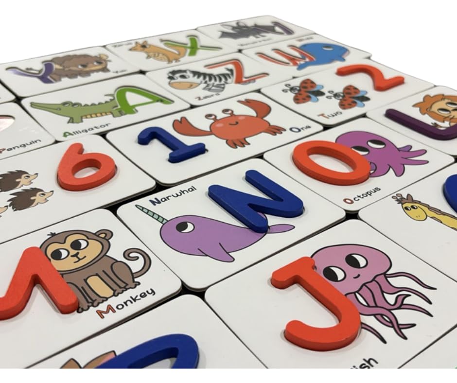 Alphabet Flash Cards for Kids Ages 3-8 – Number and Letter Flash Cards – Montessori Alphabet Puzzle & Matching Game – Letter Recognition for Kindergarten & Preschool Learning