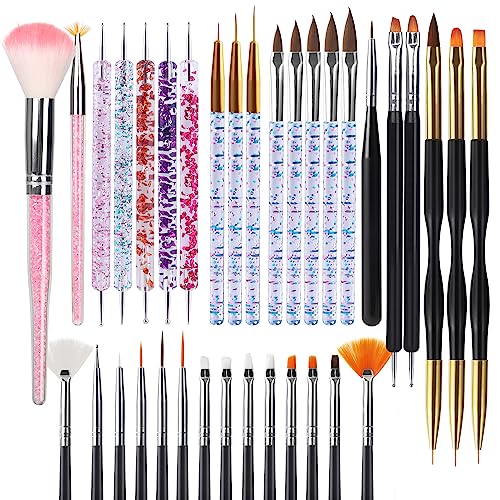 Artdone 35pcs Nail Art Pens brushes,Nail Art Tool Set,Nail Dotting Tools,Nail Dust Brush,Striping Nail Art Brushes for Long Lines,Nail Drawing Pen For Nail Design - color: 35pcs