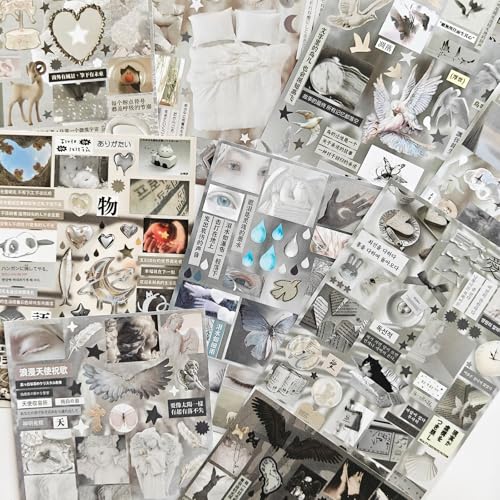 30 Sheets Japanese Sticker Book for Scrapbooking Supplies,650+ Korean Aesthetic Cute Stickers for Journaling,Junk Journal,Planner,Notebook(Micro Light floc Shadow) - color: Forever