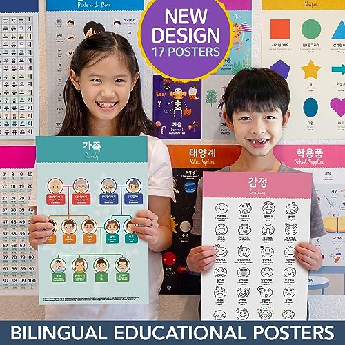 Korean Educational Posters, 11x17 inches, 17 Posters