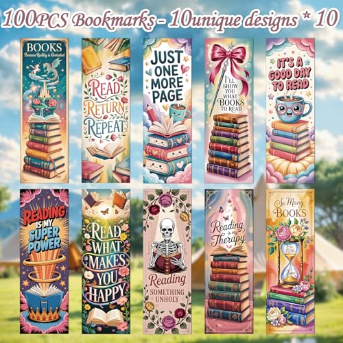Book Lover Bookmarks Gifts - 100 Pcs Vintage Reading Bookmark Retro Floral Reader Double-Sided Page Markers Clips Book Mark for Women Men Student Teacher Bookish Bookworm Party Supplies - color: Book Lover