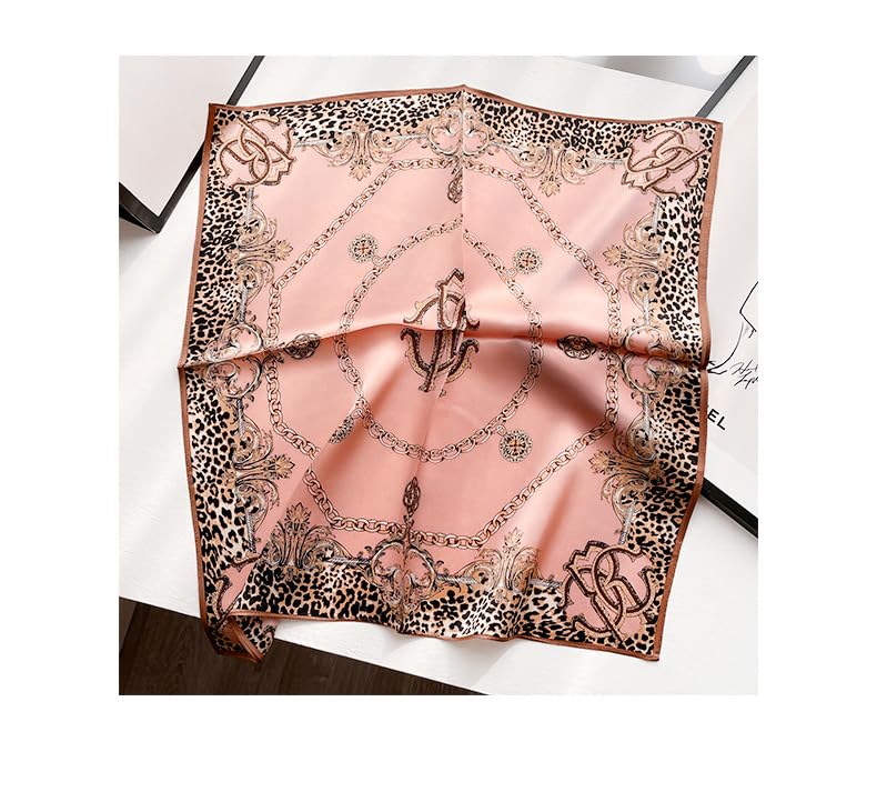 FEIBOON Mulberry Silk Scarf 21"x21" Small Square Scarfs for Women - color: Classic Pink