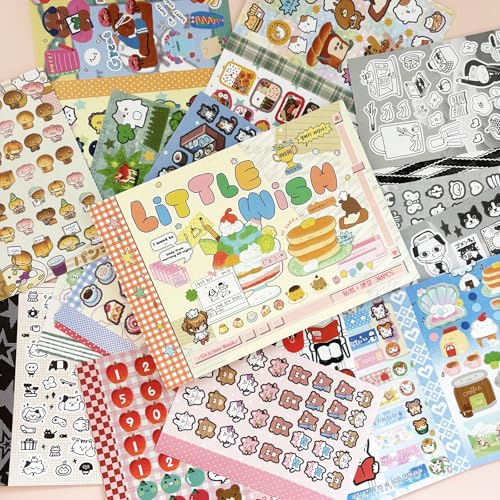 Kawaii Japanese Stickers for Journaling Supplies, Korean M5 Sticker Book - color: Wish