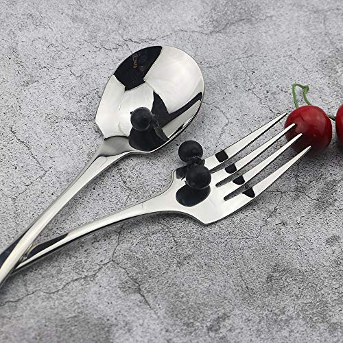 JASHII 18/10 Stainless Steel Mirror Polished Silver 2 Pcs Spoon & 2 Pcs Fork Silverware Server Utensil Set - color: Serving spoon & fork