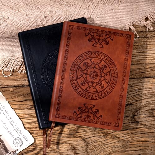 CAGIE Leather Journal for Men Women Vintage Notebook Diary, A5, 2 Pack - color: Black Brown, size: A5