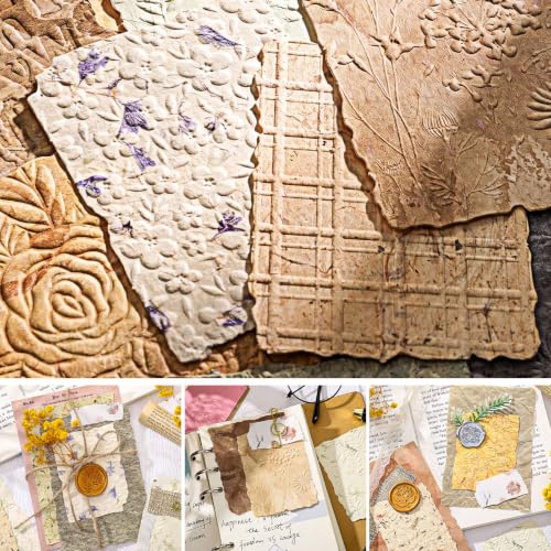 168 Pcs Textured Scrapbook Paper Supplies Vintage Embossed Rice Paper - color: Textured Paper