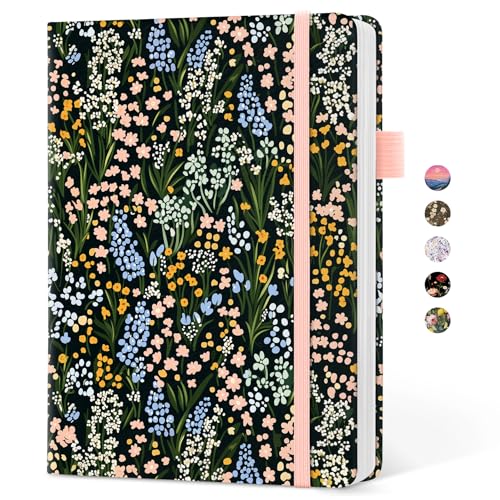 Taja Pretty Lined Journal for Women, Aesthetic Hardcover Leather Journal - color: E-Spring Scatter, size: A-Lined
