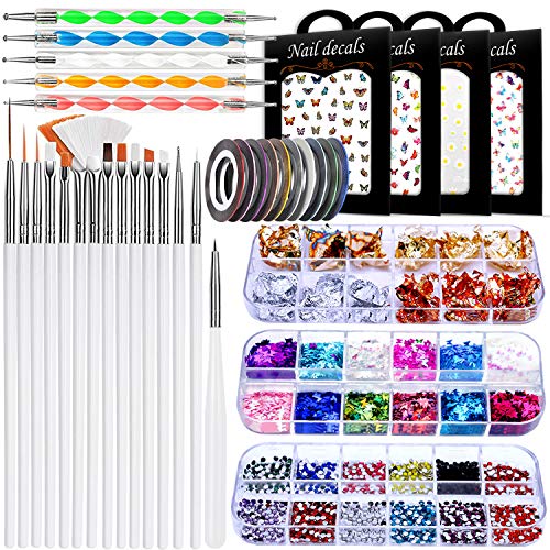 37pcs Nail Art Kit, Nail Design Tools Nail Art Brushes Set for DIY