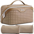 BOYATU Travel Makeup Bag for Women: Four Leaf Clover 3 Pcs Set Cosmetic Bag - color: M-05Brown