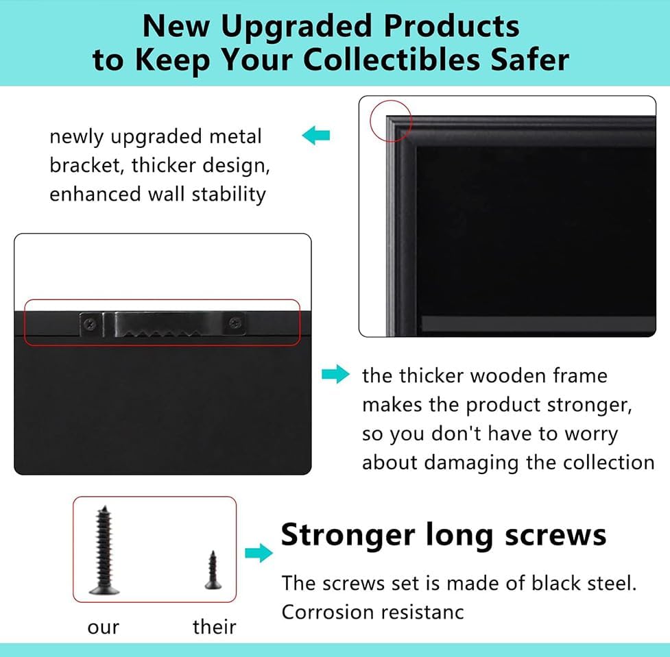 VERANI 36 Graded Sports Baseball Card Display Case Wall Mount Black - size: Large-Horizontal-Black-BlackLock