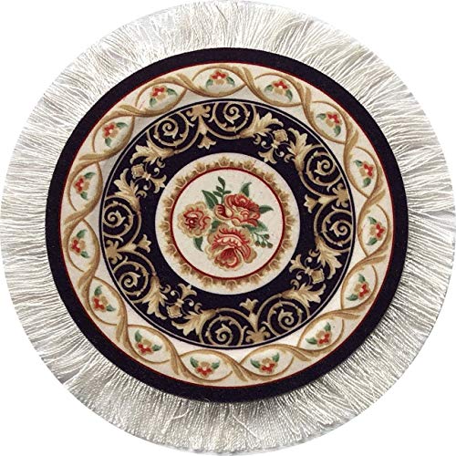 Turkish Rug Coasters Set of 4 – Round Carpet-Style Drink mats with Fringe, Non-Slip Backing, Decorative Home Accent | Dining Accessory - color: Set-2