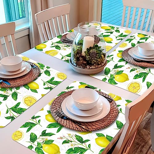 Lemon Placemats Set of 6 Summer Plastic Table Mat 17×13×0.04in - style: Lemon