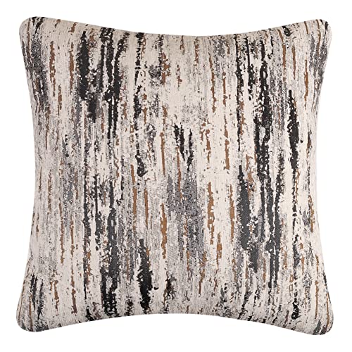 Yeiotsy Pack of 2 Nordic Style Decorative Throw Pillow Covers for Sofa Bed Card Chair Geometric Cushion Cases Jacquard Chenille (Grey Stripes, 18 X 18 Inches) - color: Grey Stripes