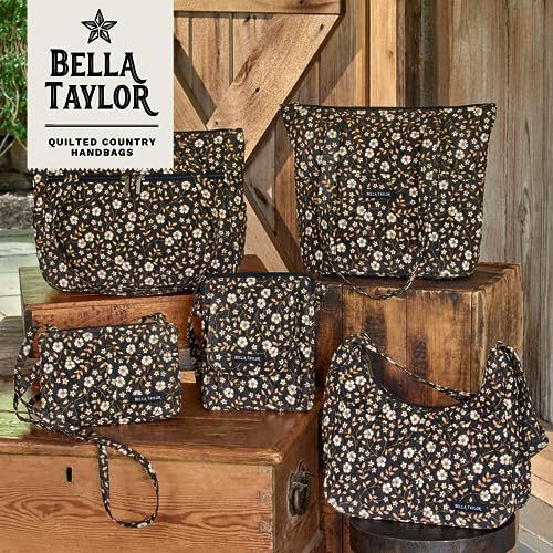Bella Taylor Small Tote, Quilted Shoulder Bag for Women - color: Vintage Vine Midnight