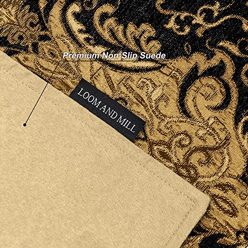 Loom and Mill Luxury Chenille Damask Placemats for Halloween,Set of 4,Black - color: Bronze Black_florence, size: 4 Pieces