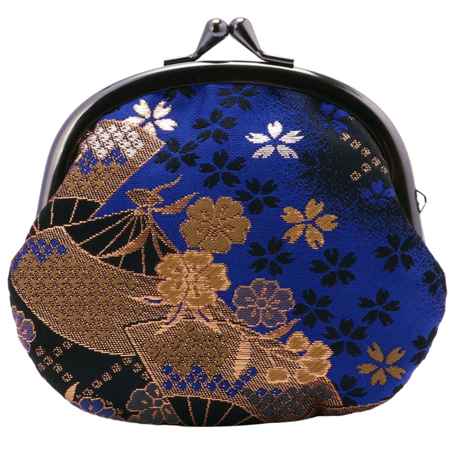 Nishijin brocade round clasp purse/coin purse with lining, size L. (Seiranogizakura) - color: Seiranogizakura