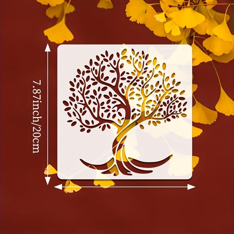 7 Pcs Reusable Tree Stencils, Nature Pattern Painting Templates for Wall Art, DIY Crafts & Home Decor - color: 7 Tree
