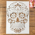 TIAMECH A4 Reusable Mandala Sugar Dead Skull Stencil for Painting - style: Mandala Skull
