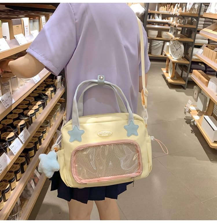 Japanese Ita Backpack Cute Bags Kawaii Y2K Bags Crossbody Purse Messenger Bags for Women Shoulder Bag Tote (Yellow) - color: Yellow