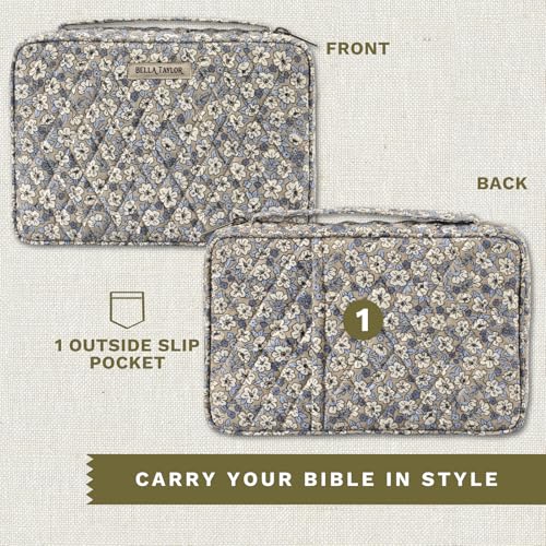 Bella Taylor Small Bible Cover, Quilted Bible Case, Khaki Floral - color: Khaki Floral, size: Small