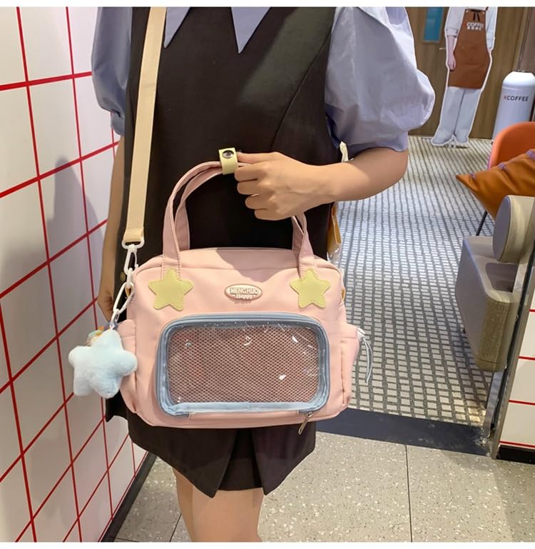 Japanese Ita Backpack Cute Bags Kawaii Y2K Bags Crossbody Purse Messenger Bags for Women Shoulder Bag Tote (Pink) - color: Pink