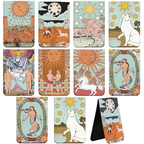 Chinco 10 Pcs Tarot Magnetic Bookmarks Christmas Magnet Page Marker Assorted Book Marker Set Journal Bookmark for Christmas Reading Gift