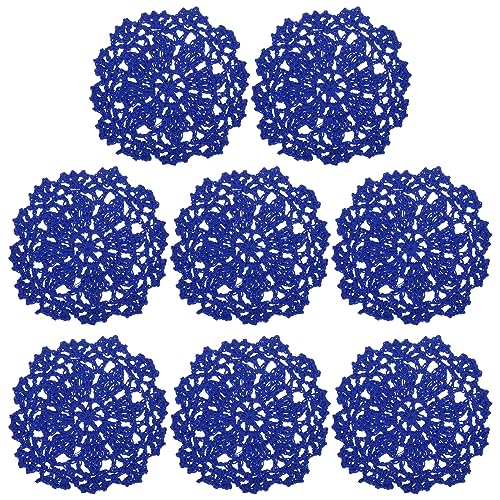uxcell Fabric Coasters, 8pcs 4" - Cotton Woven Crochet Doilies, Lace Embroidery Cup Mat with Floral Pattern for Wedding Party Decoration (Bright Blue) - color: Bright Blue
