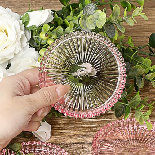 JUXYES Set of 5 Heat-Resistant Clear Glass Coaster for Hot and Cold Drinks - color: Pink, size: 5 Pack