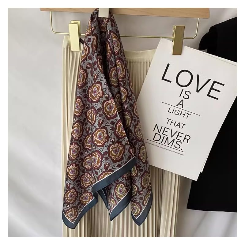 100% Mulberry Silk Scarf - 25.6" Square Neckerchief & Headscarf Gift Packed - color: Bronze-2