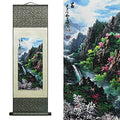AtfArt Silk Scroll Painting, Asian Wall Art, Spring Landscape, 36.2x12in - color: F1(Spring)