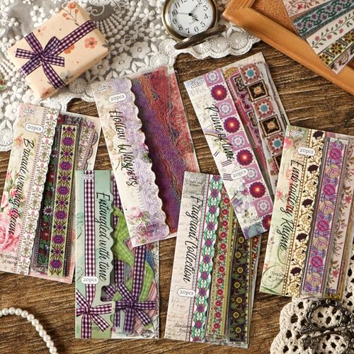 Woven Whispers Sticker Series Scrapbooking Supplies for Junk Journal, 120 Sheets PET Stickers - Vintage Journaling Stickers - color: Woven Whispers Sticker Series