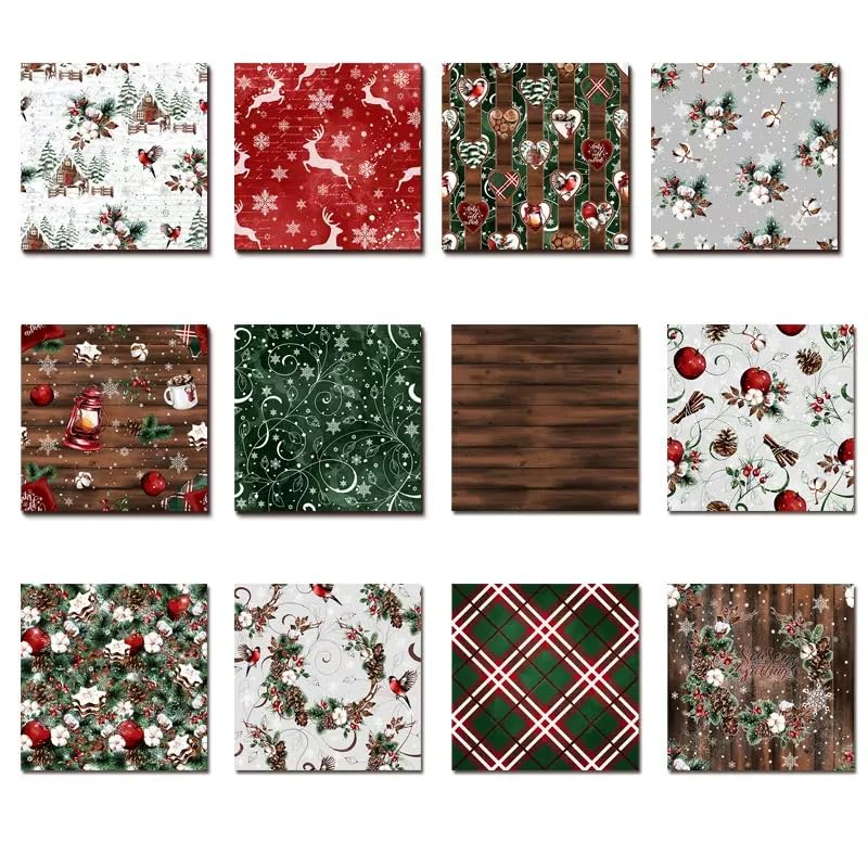Christmas Scrapbook Pattern Paper Supplies 12×12,24 Sheets Double-Sided Christmas Gingham Scrapbooking CardStock Paper Pad for Holiday Cardmaking DIY Junk Journal Papers - color: Merry Christmas 2
