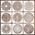 Mandala Stencils, 9pcs Reusable Plastic Mandala Dotting Templates for DIY Art, Home Decor & Crafts (4x4in)