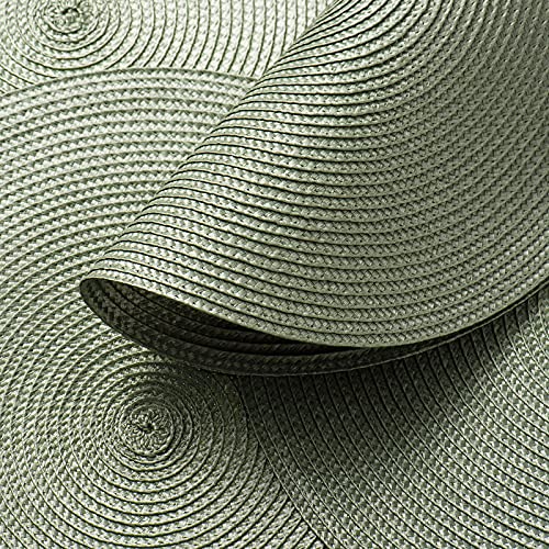 AHHFSMEI Round Placemats Set of 6 Heat Resistant Washable Non-Slip Woven Braided Table Mats for Dining Table Kitchen & Home Decor (Sage Green) - color: Sage Green, size: Set of 6