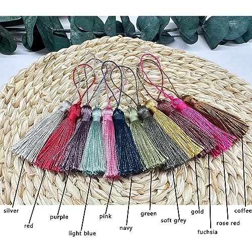 BEL AVENIR 45 pcs Mini Bookmark Tassels 3.75inch Silky Key Tassel-Pink - color: Pink
