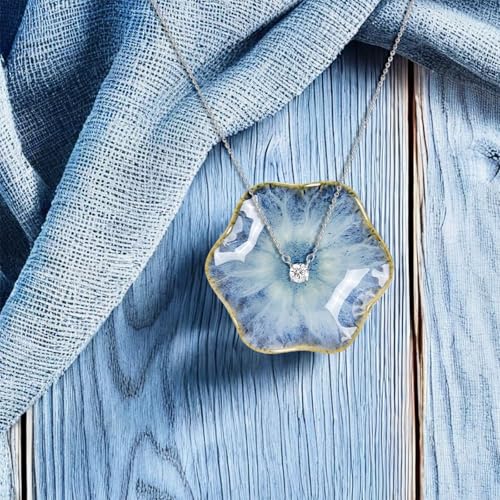 2Pcs Ceramic Jewelry Dish - Lotus Leaf Shape, for Ring Holder Necklace Small Key, Suitable for Mother Friend Sister, Gifts for Women, Cute Plate Trinket Tray, Home Decor (Light Blue & White) - color: Light Blue & White