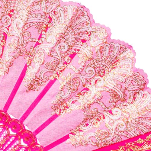 QIRMIZI 30 Pack Folding Handheld Fans,Silk Spanish Fan, Perfect for Weddings, Parties, and Dancing,Deeppink - color: Deeppink, size: 30 PACK