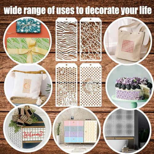 Texture Stencils for Painting, 21 Pcs 9.4 * 4.7" for Cake Decor Wood Signs - color: Texture 7.4*4.7" 21PCS