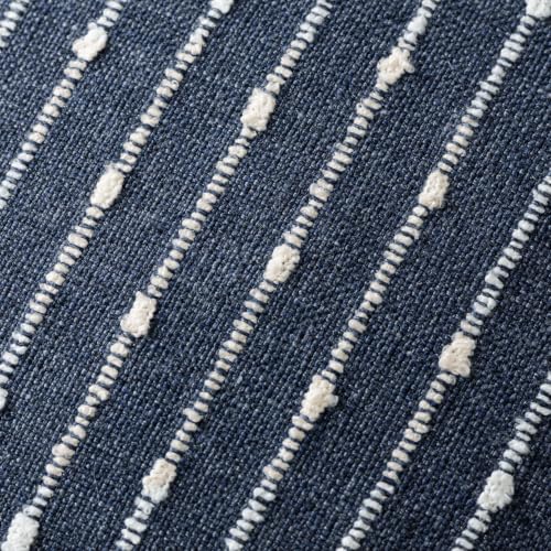 Foindtower Boho Striped Boucle Lumbar Throw Pillow Covers 12x20 Dark Blue - color: Blue Ashes, size: 20" x 12" (Pack of 2)