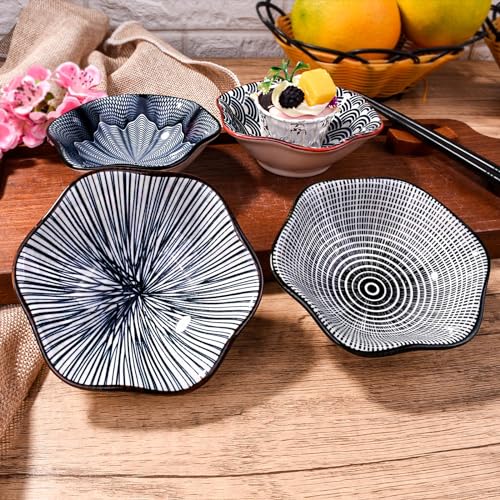 Porcelain Soy Sauce Dish Set of 4, 4.1'' Black Ceramic Small Dipping Bowls
