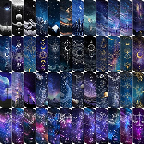 200PCS Cool Space Starry Night Bookmark for Kids Classroom 50 Designs Double-Sided Bulk Bookmarks Space Theme Book Mark for Book Lovers Students Children Rewards Gifts - color: 200 Space