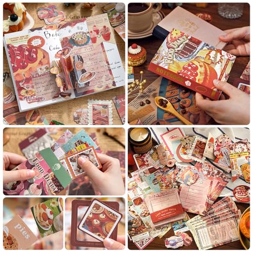 Scrapbooking Supplies Kit, Vintage Junk Journal Supplies,Cute Scrapbook Kit - color: Food Diary